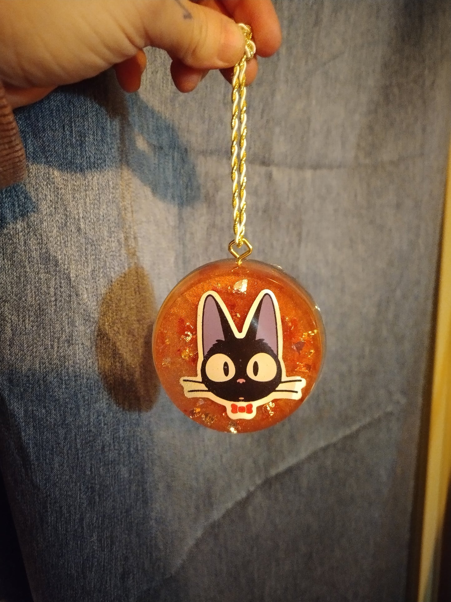 Black cat anime ornament
